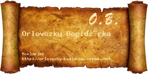 Orlovszky Boglárka névjegykártya